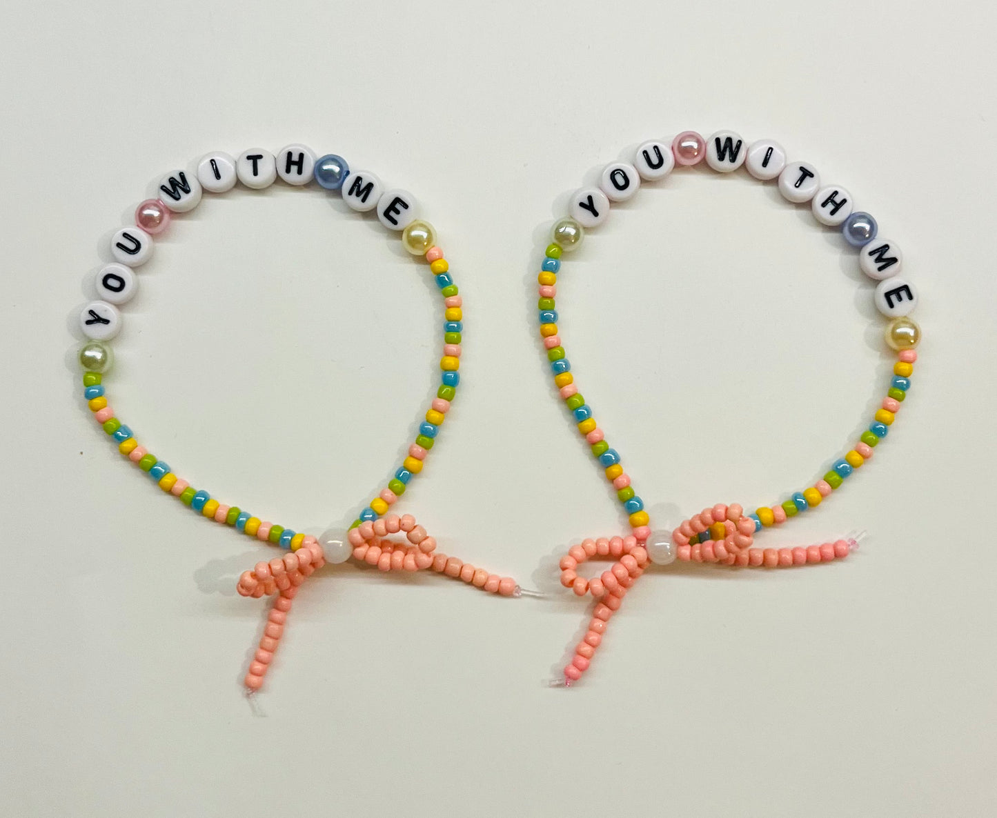 “you with me” Beaded Bow Bracelet Set