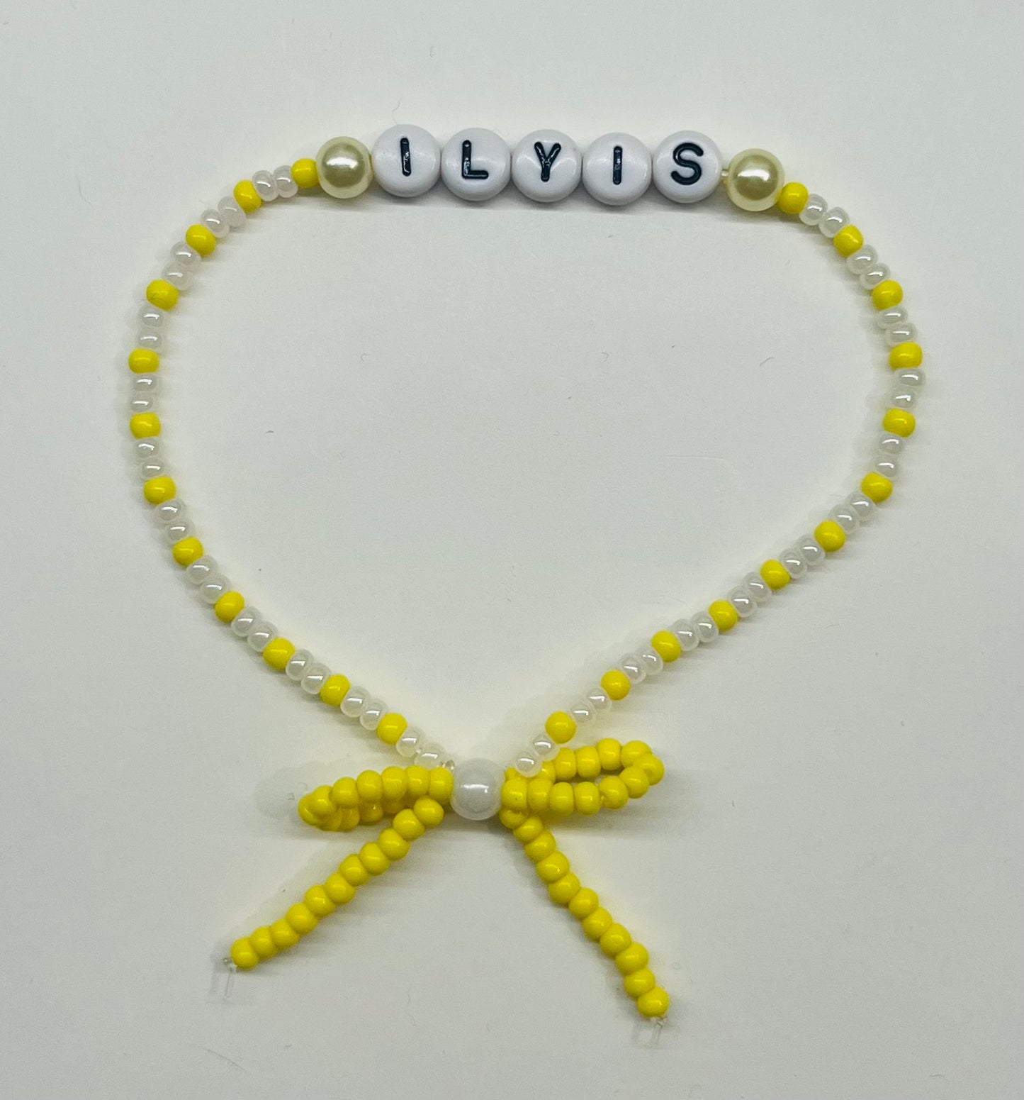 “ILYIS” (I Love You, I’m Sorry) Beaded Bow Bracelet