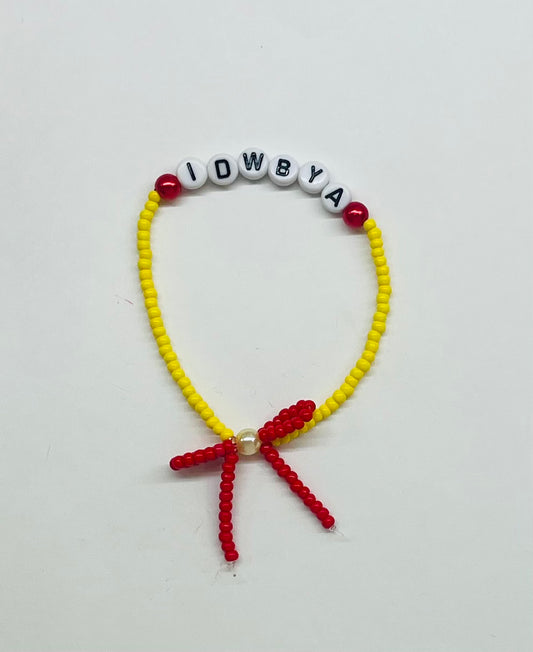 “IDWBYA” (idontwannabeyouanymore) Beaded Bow Bracelet