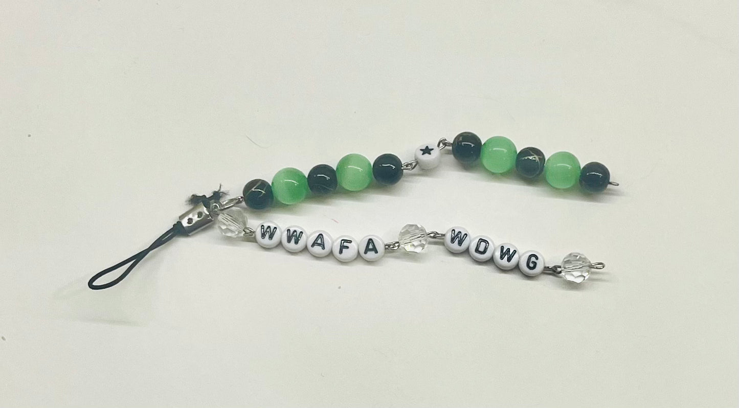 “WWAFAWDWG” (WHEN WE ALL FALL ASLEEP, WHERE DO WE GO?) Beaded Keychain/Phone Charm