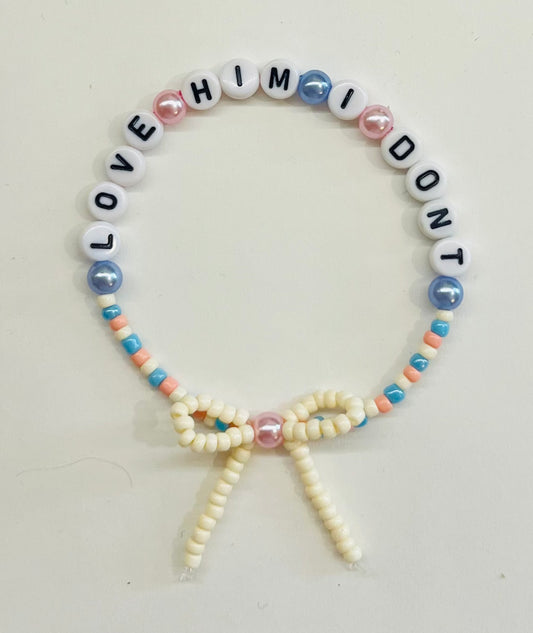 “Love Him I Don’t” Beaded Bow Bracelet