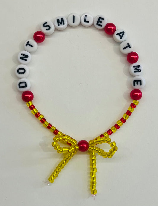 “dont smile at me” Beaded Bow Bracelet