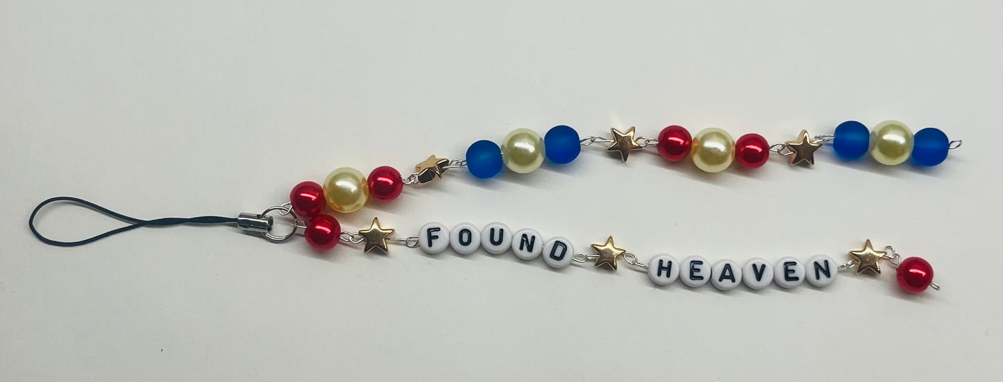 “Found Heaven” Beaded Keychain/Phone Charm